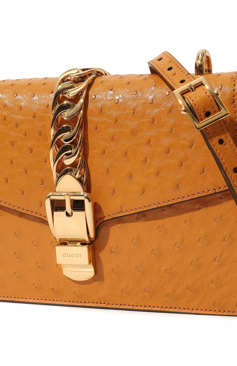 Сумка sylvie small из кожи страуса GUCCI, арт. 524405 GZPBG, фото 3