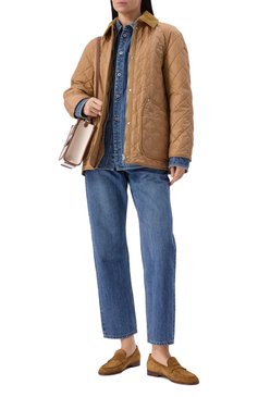 Женская куртка BURBERRY бежевого цвета, арт. 8071842 | Фото 2 (Рукава: Длинные; Материал подклада: Синтетический материал; Драгоценные камни: Проставлено; Материал сплава: Проставлено; Длина (верхняя одежда): Короткие; Кросс-КТ: Легкие, Куртка; Стили: Кэжуэл; Материал внешний: Синтетический материал)