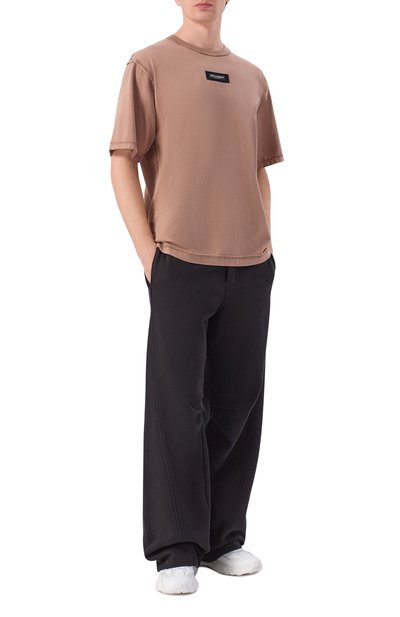 Хлопковая футболка DOLCE & GABBANA коричневого цвета по цене 78450 руб., арт. G8RI4T/G7P10, фото 2 Хлопковая футболка DOLCE & GABBANA, арт. G8RI4T/G7P10, фото 2