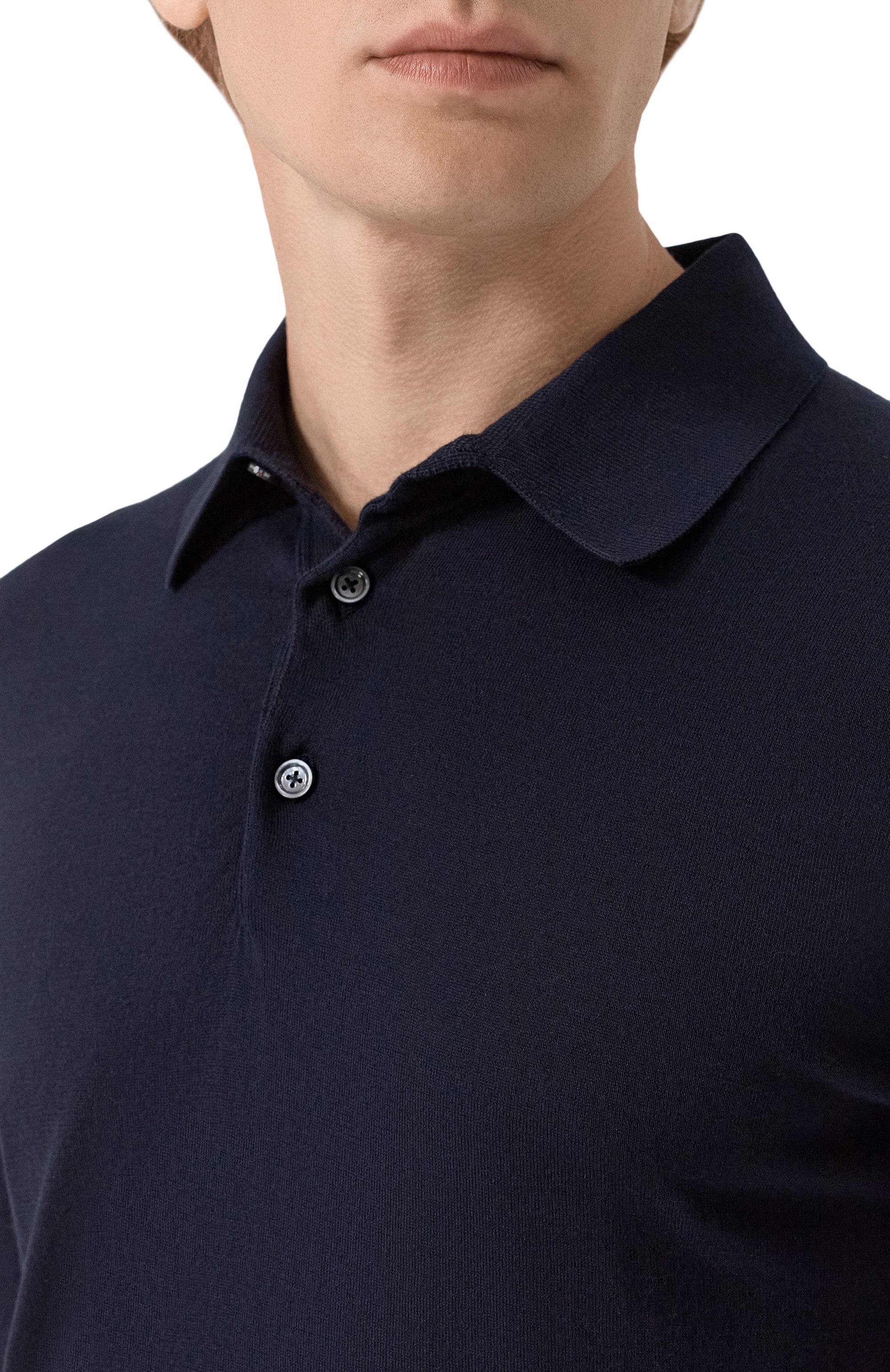 Хлопковое поло KITON темно-синего цвета по цене 125000 руб., арт. UMKXX35K4_001, фото 5 Хлопковое поло KITON, арт. UMKXX35K4_001, фото 5