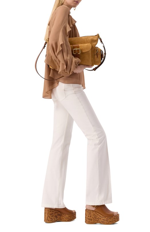 Кожаные босоножки Maxime Chloé CHC25U10GLU Коричневый  CHC25U10GLU Фото 2