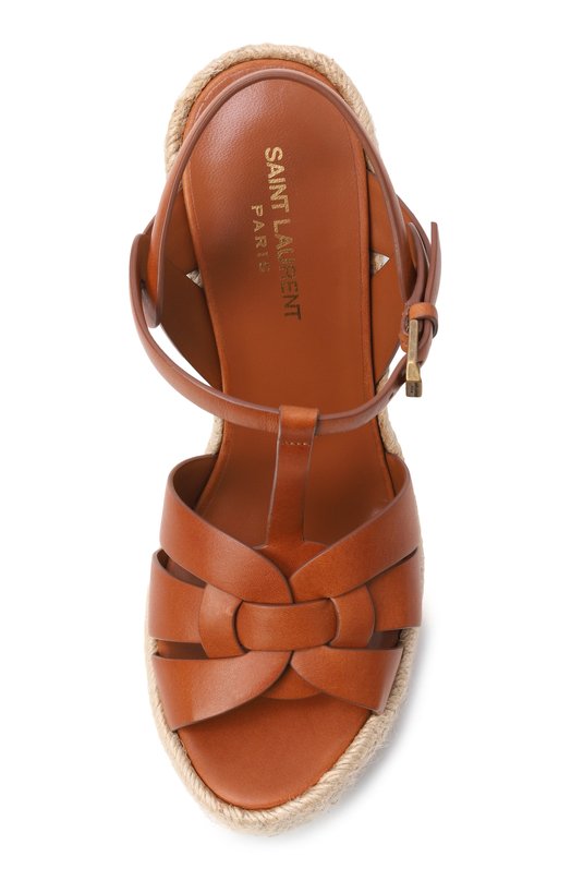 Кожаные босоножки Espadrille Saint Laurent 611924/BDA00 Коричневый  611924/BDA00 Фото 6