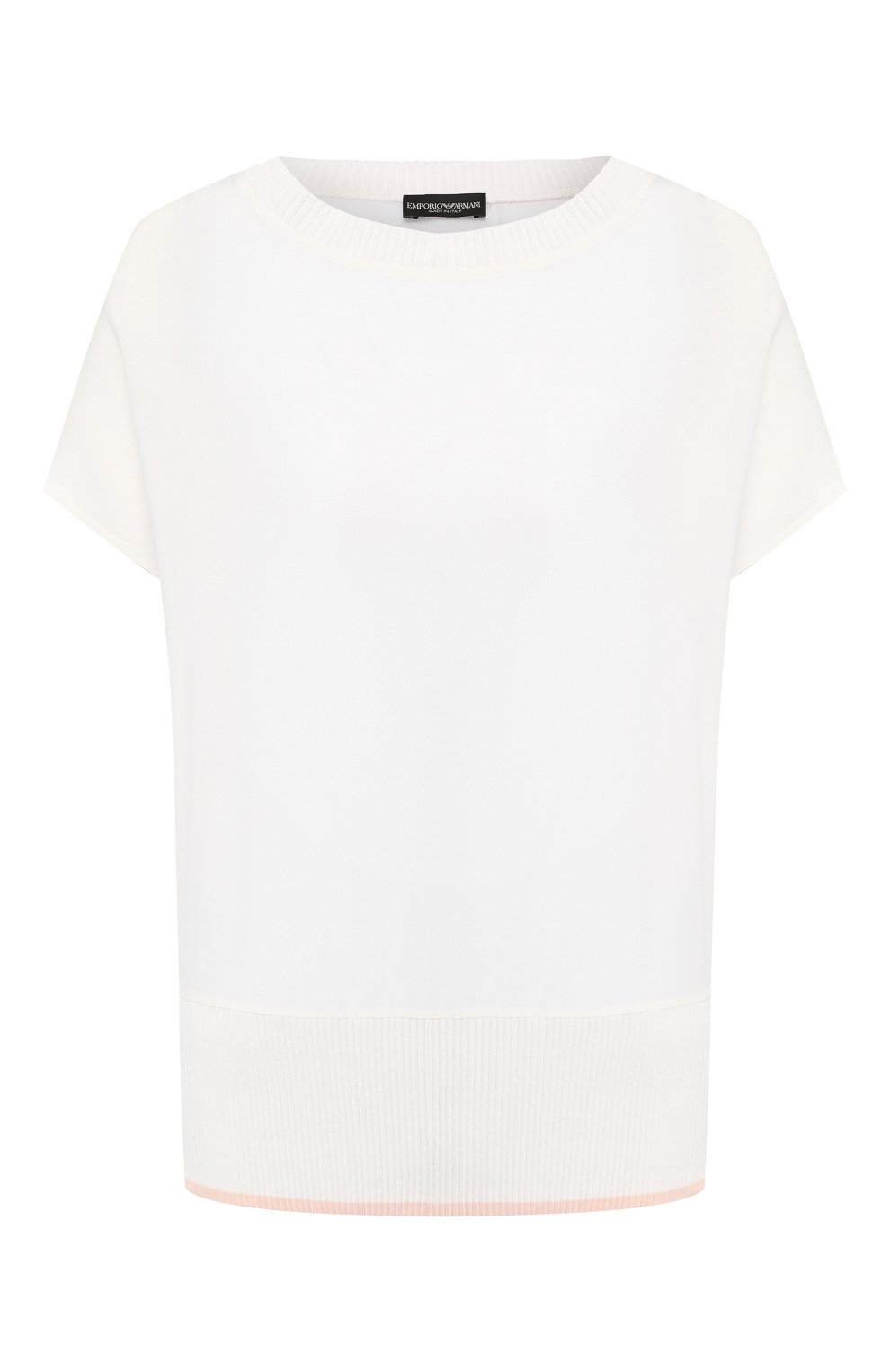 Шелковый топ EMPORIO ARMANI белого цвета по цене 41900 руб., арт. 2NK51T/28814, фото 1 Шелковый топ EMPORIO ARMANI, арт. 2NK51T/28814, фото 1