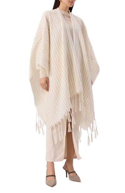 Накидка из шерсти и льна BRUNELLO CUCINELLI, арт. MSCDVSP03, фото 3