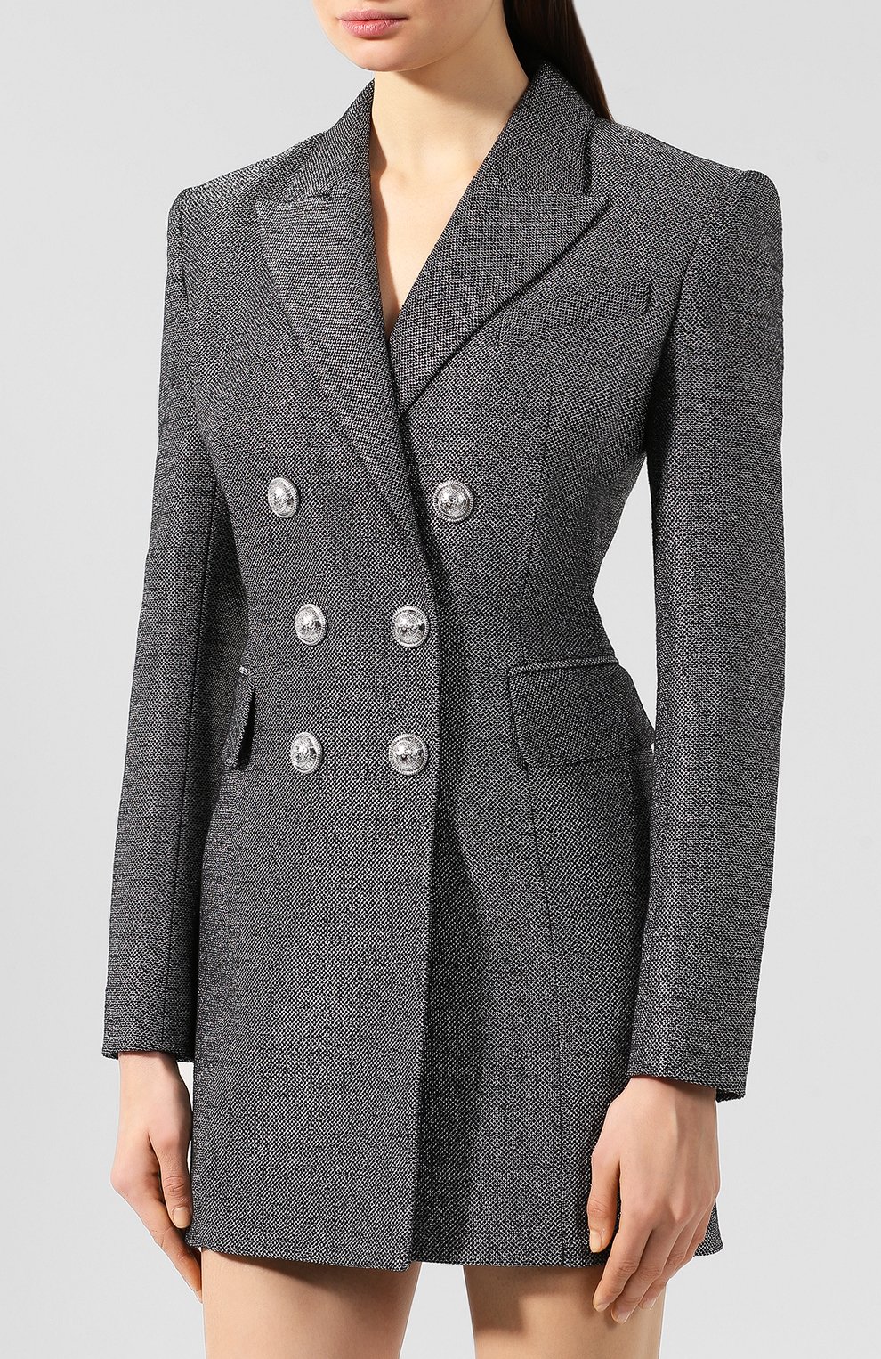 Платье BALMAIN темно-серого цвета по цене 298000 руб., арт. SF06059/W054, фото 3 Платье BALMAIN, арт. SF06059/W054, фото 3