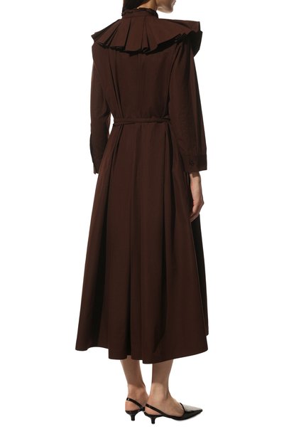 Хлопковое платье JIL SANDER темно-коричневого цвета по цене 157000 руб., арт. JSPT502905-WT244200, фото 4 Хлопковое платье JIL SANDER, арт. JSPT502905-WT244200, фото 4