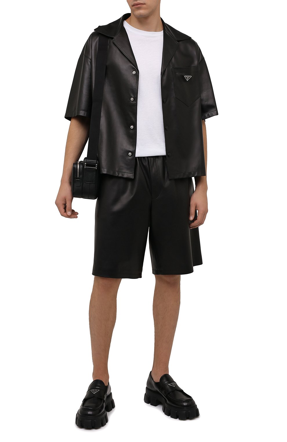 Кожаная рубашка PRADA черного цвета по цене 330000 руб., арт. UPC176-1WDV-F0002, фото 2 Кожаная рубашка PRADA, арт. UPC176-1WDV-F0002, фото 2