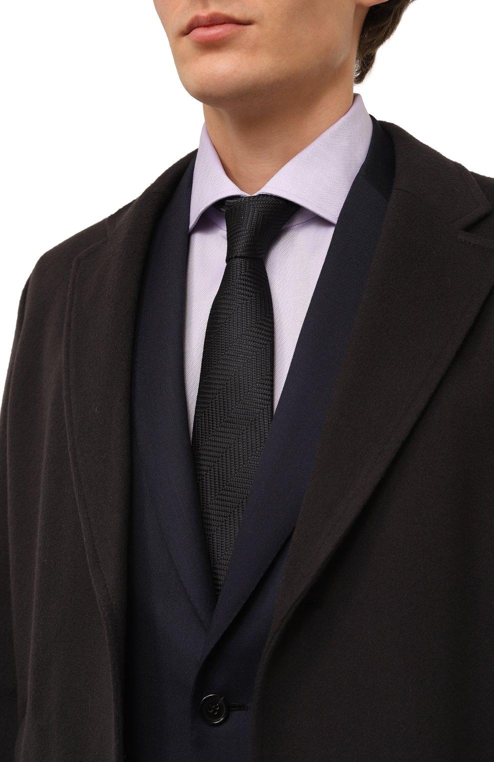 Шелковый галстук LANVIN черного цвета по цене 15400 руб., арт. 3059/TIE, фото 2 Шелковый галстук LANVIN, арт. 3059/TIE, фото 2