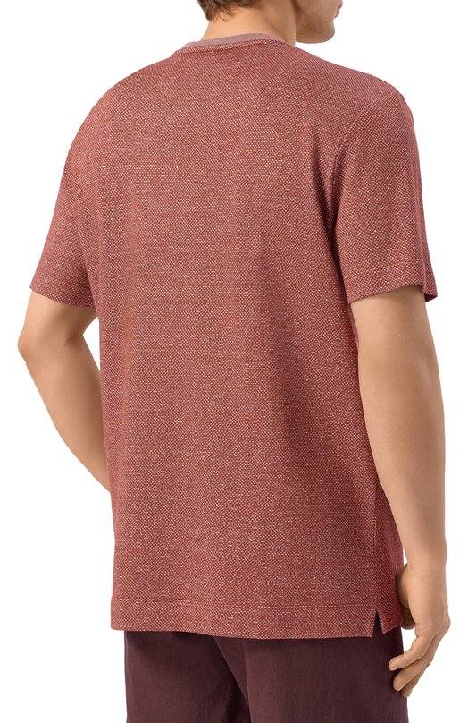 Футболка из хлопка и льна BOSS Camel 50560028 Красный  50560028 Фото 4