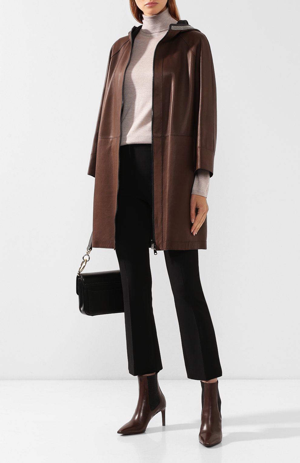 Кожаное пальто BRUNELLO CUCINELLI коричневого цвета по цене 793000 руб., арт. MP0SR9350P, фото 2 Кожаное пальто BRUNELLO CUCINELLI, арт. MP0SR9350P, фото 2