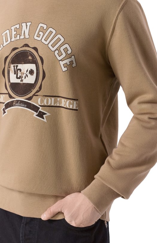 Хлопковый свитшот Golden Goose Deluxe Brand GMP01223.P002144 Бежевый  GMP01223.P002144 Фото 5