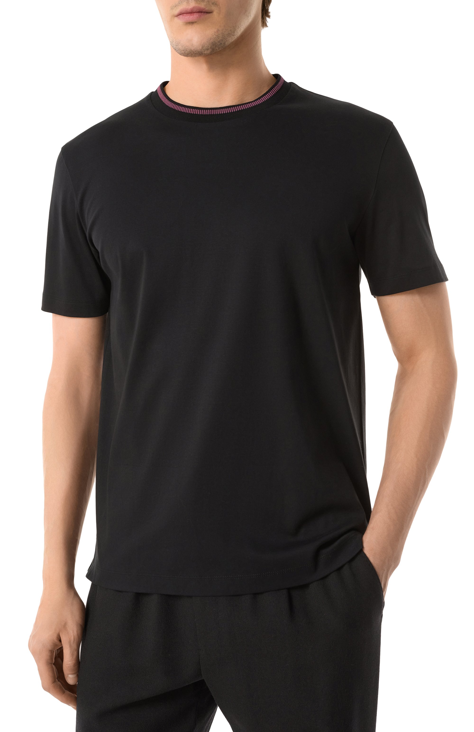 Хлопковая футболка BOSS черного цвета по цене 13450 руб., арт. 50531793, фото 3 Хлопковая футболка BOSS, арт. 50531793, фото 3