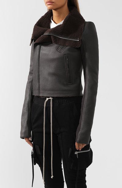 Кожаная куртка на меховой подкладке RICK OWENS, арт. RP18F4728/LSHS, фото 3