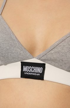 Женский бюстгальтер с мягкой чашкой MOSCHINO серого цвета, арт. 231V6/A1416/4418 | Фото 5 (Материал сплава: Проставлено; Нос: Не проставлено; Материал внешний: Хлопок; Женское Кросс-КТ: Бюстгальтеры)