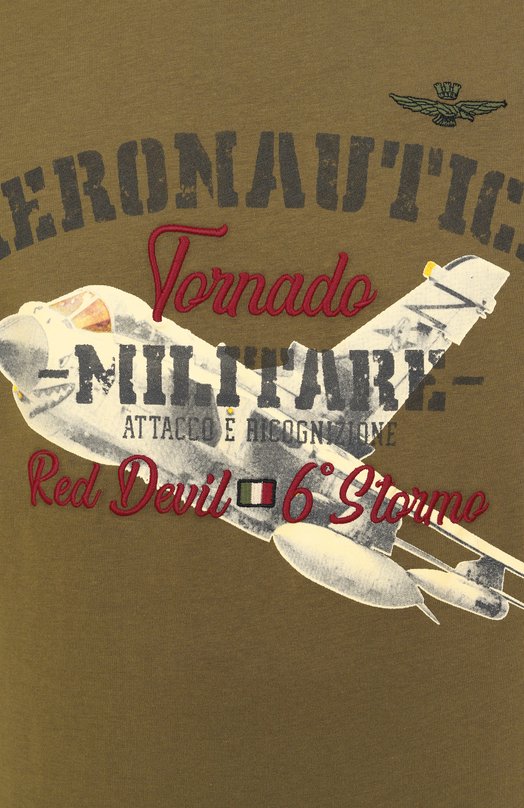 Хлопковая футболка Aeronautica Militare 251TS2406J641 Хаки  251TS2406J641 Фото 6