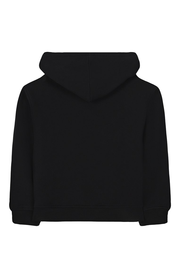 Детский хлопковое худи MOSCHINO черного цвета, арт. H0F07K/LCA23/4-8 | Фото 2 (Рукава: Длинные; Материал внешний: Хлопок; Мальчики Кросс-КТ: Худи-одежда; Тематический товар: Teddy Bear; Автоматизация ТО: Проставлено; Автоматизация состава: Проставлено; Ростовка одежда: 4 года | 104 см, 5 лет | 110 см, 6 лет | 116 см, 8 лет | 128 см)