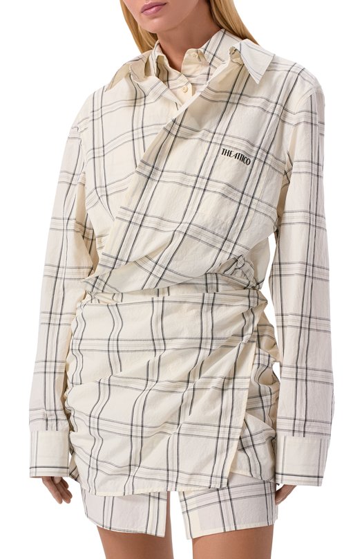 Хлопковое платье The Attico 260WCA00458/CCC125AA Бежевый  260WCA00458/CCC125AA Фото 3