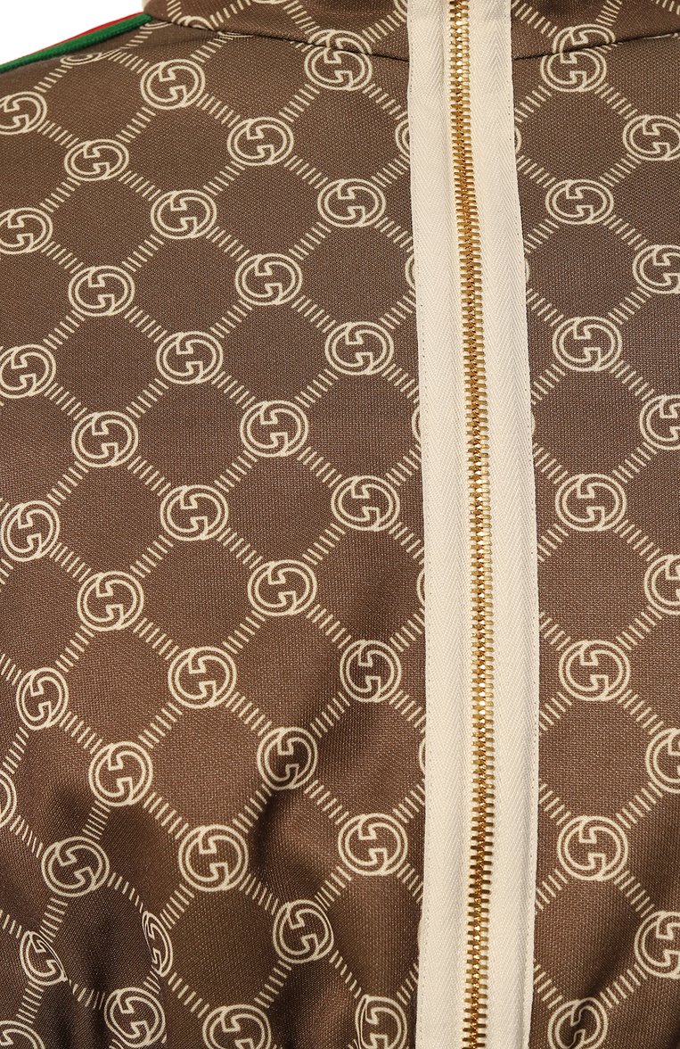 Женский бомбер GUCCI бежевого цвета, арт. 671495/XJD1G | Фото 5 (Рукава: Длинные; Длина (верхняя одежда): Короткие; Материал внешний: Хлопок, Синтетический материал; Материал подклада: Хлопок; Кросс-КТ: Куртка, Легкие; Стили: Кэжуэл)