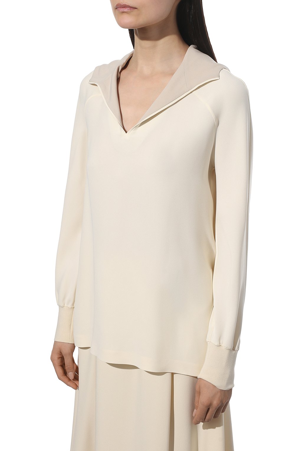 Шелковая блузка LORO PIANA светло-бежевого цвета по цене 169000 руб., арт. FAM0910, фото 3 Шелковая блузка LORO PIANA, арт. FAM0910, фото 3