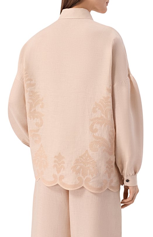 Хлопковая блузка Kiton D61445K0861G Кремовый  D61445K0861G Фото 4