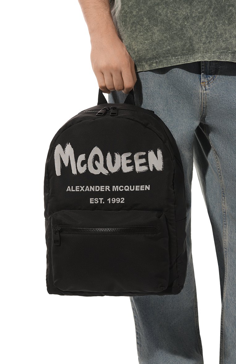 Мужской текстильный рюкзак ALEXANDER MCQUEEN черного цвета, арт. 646457 | Фото 2 (Материал сплава: Проставлено; Ремень/цепочка: На ремешке; Материал: Текст�иль; Драгоценные камни: Проставлено; Стили: Кэжуэл; Размер: large)