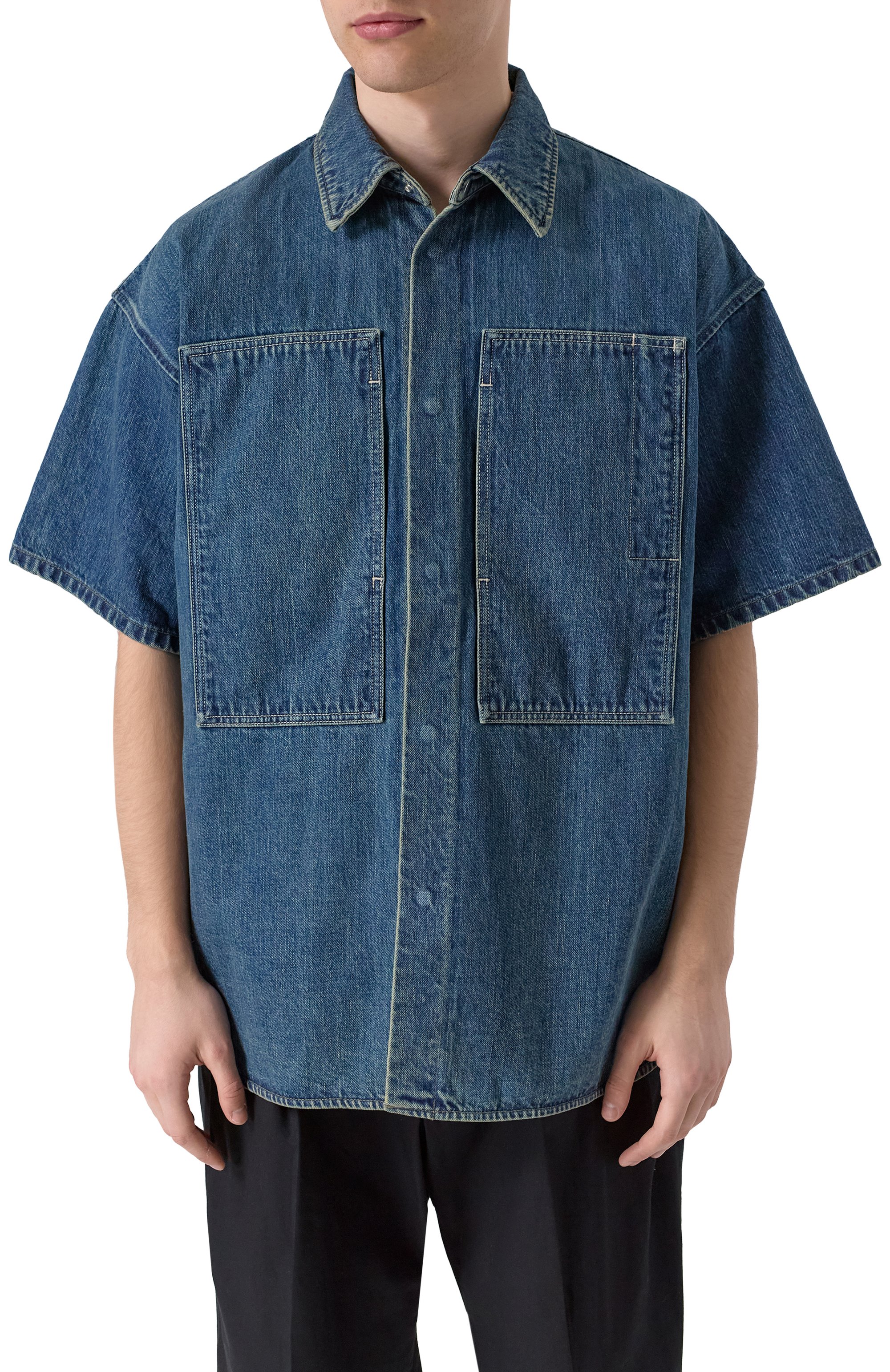 Джинсовая рубашка JIL SANDER синего цвета по цене 163000 руб., арт. J47DL0168-J45291, фото 3 Джинсовая рубашка JIL SANDER, арт. J47DL0168-J45291, фото 3