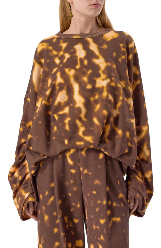 Хлопковый свитшот Dries Van Noten 251-011118-1612 Коричневый  251-011118-1612 Фото 3