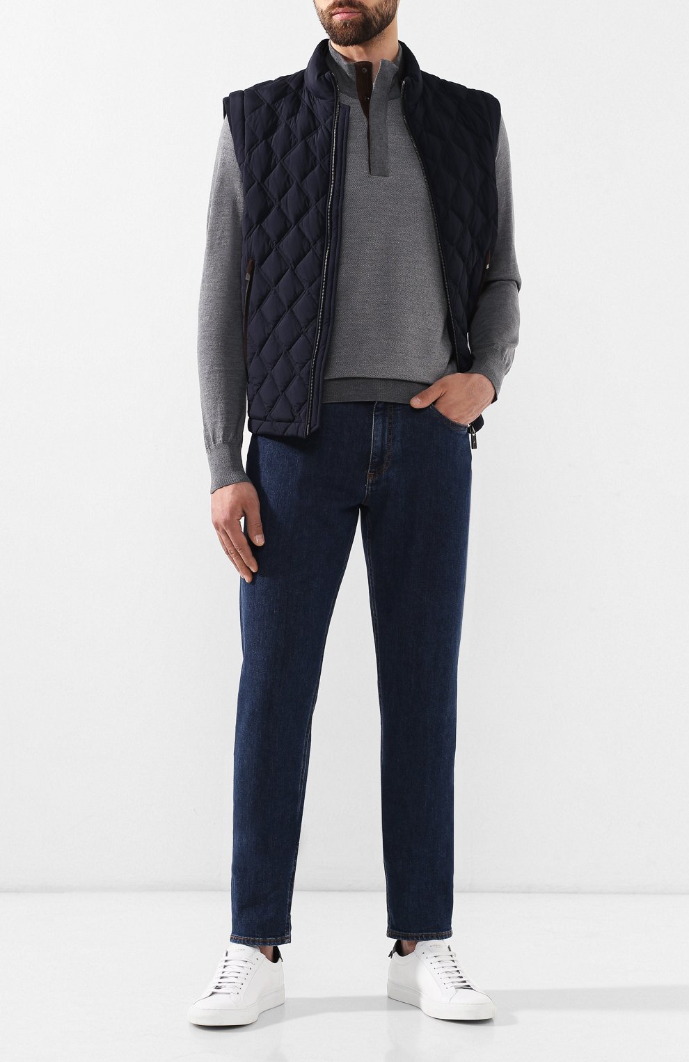 Джемпер из смеси шерсти и кашемира PAUL&SHARK серого цвета по цене 43800 руб., арт. A19P1156, фото 2 Джемпер из смеси шерсти и кашемира PAUL&SHARK, арт. A19P1156, фото 2