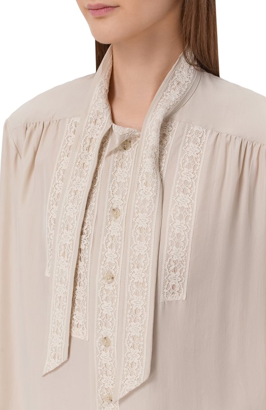 Шелковая блузка Ann Demeulemeester B0013977/FA731 Бежевый  B0013977/FA731 Фото 5