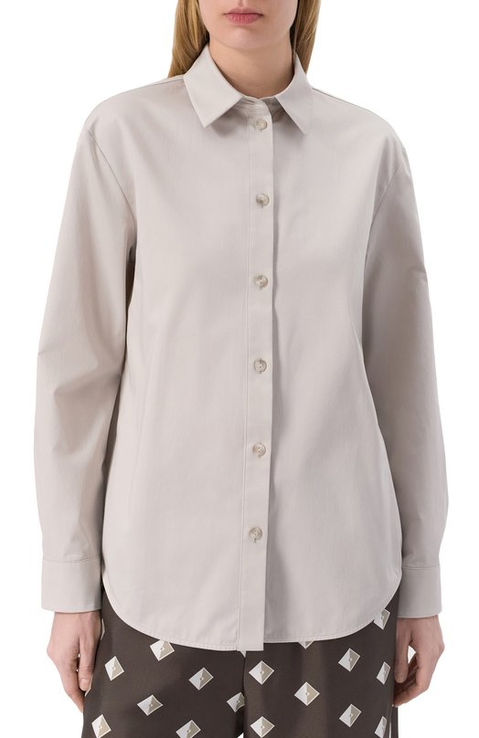 Хлопковая рубашка Max Mara Leisure RICARD Серый  RICARD Фото 3