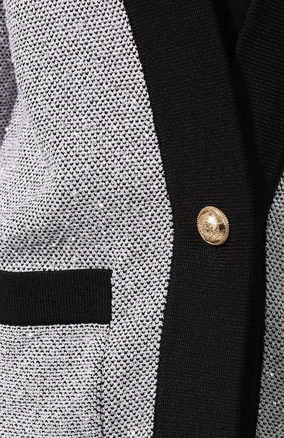 Кардиган BALMAIN серебряного цвета по цене 214500 руб., арт. TF17557/K049, фото 5 Кардиган BALMAIN, арт. TF17557/K049, фото 5