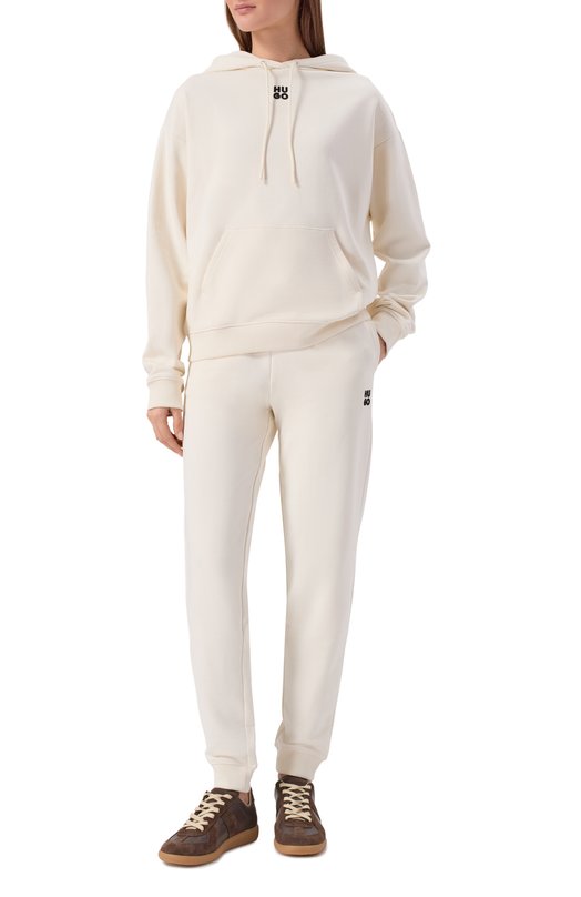 Хлопковое худи HUGO 50522423 Кремовый  50522423 Фото 2