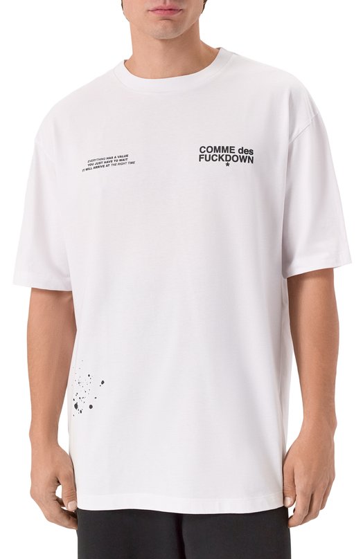 Хлопковая футболка Comme des Fuckdown CFABM01749 Белый  CFABM01749 Фото 3