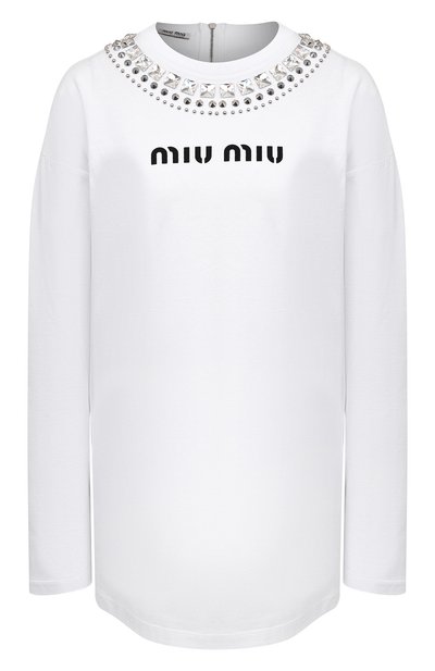 Хлопковый лонгслив MIU MIU, арт. MJL799-1Z3K-F0009, фото 1