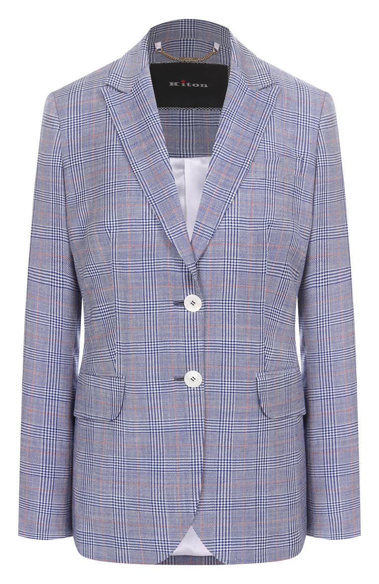 Женский шерстяной жакет KITON голубого цвета, арт. D50514K0950E01 | Фото 1 (Рукава: Длинные; Материал внешний: Шерсть; Длина (для топов): Стандартные; 1-2-бортные: Однобортные; Кросс-КТ: костюм; Женское Кросс-КТ: Жакет-одежда; Стили: Классический; Автоматизация ТО: Проставлено; Автоматизация состава: Проставлено)