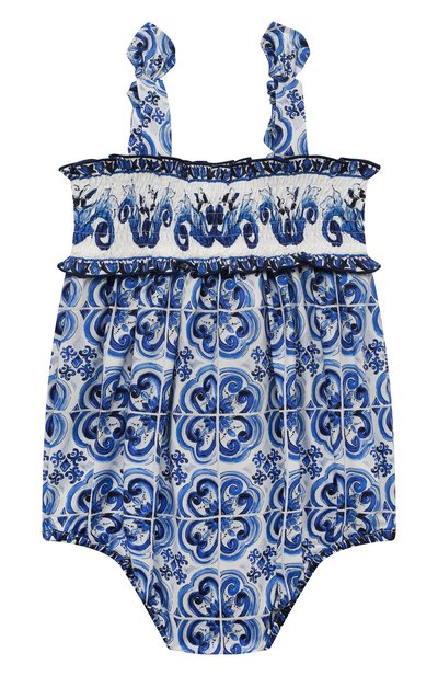 Хлопковое боди DOLCE & GABBANA синего цвета по цене 23850 руб., арт. L21084/G7EX8, фото 2 Хлопковое боди DOLCE & GABBANA, арт. L21084/G7EX8, фото 2