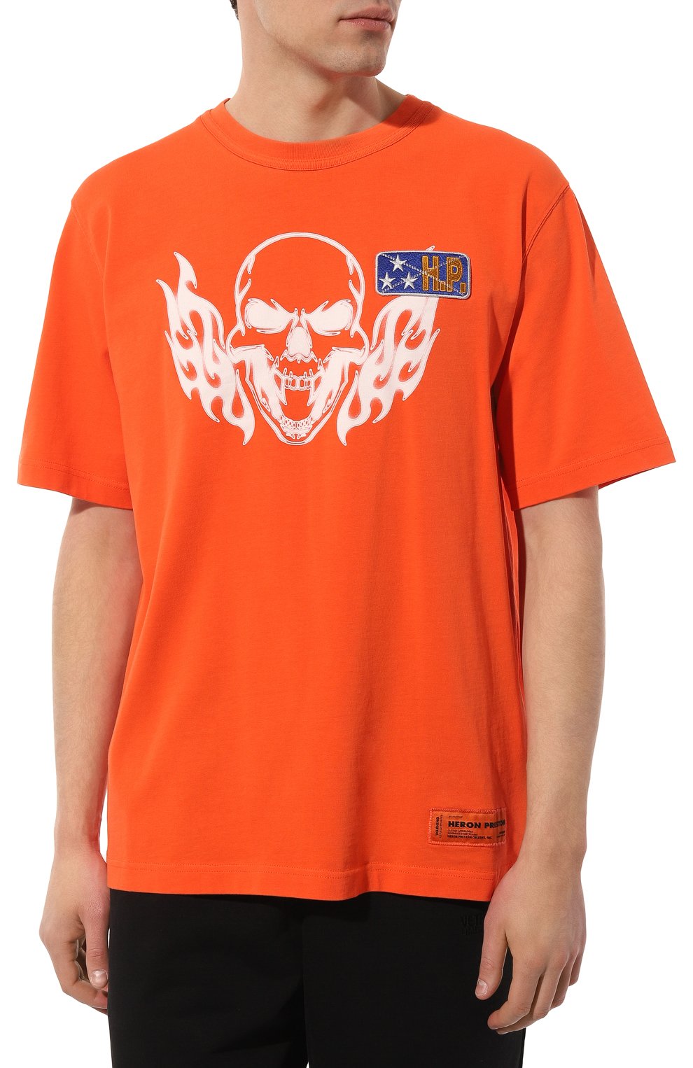Хлопковая футболка HERON PRESTON оранжевого цвета по цене 39950 руб., арт. HMAA025S22JER003, фото 3 Хлопковая футболка HERON PRESTON, арт. HMAA025S22JER003, фото 3