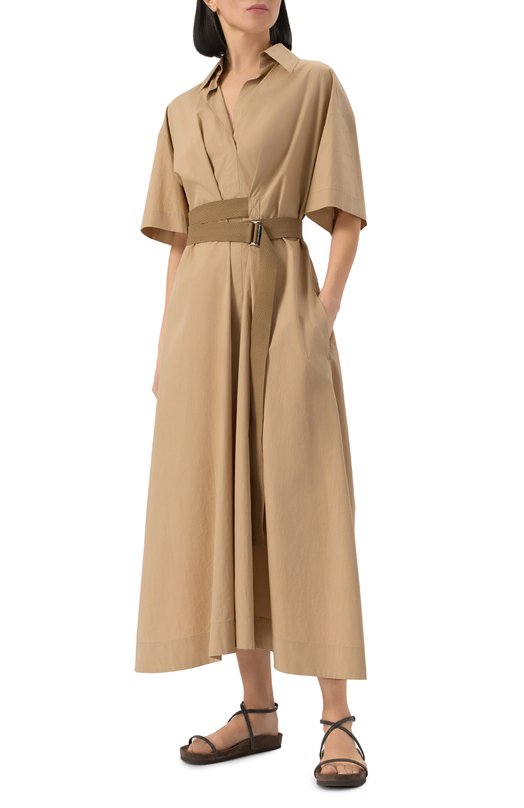 Хлопковое платье Brunello Cucinelli M0H93A5306 Бежевый  M0H93A5306 Фото 3