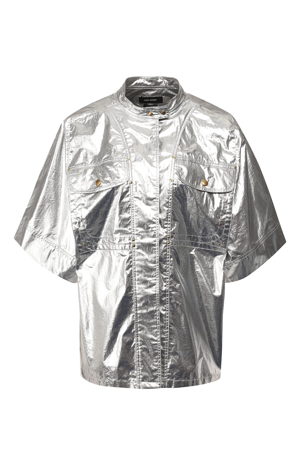 Хлопковая блузка ISABEL MARANT серебряного цвета по цене 42950 руб., арт. HT1486-19E007I/TREN, фото 1 Хлопковая блузка ISABEL MARANT, арт. HT1486-19E007I/TREN, фото 1