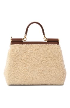 Женская сумка sicily large DOLCE & GABBANA бежевого цвета, арт. BB6002/AN416 | Фото 6 (Размер: large; Ремень/цепочка: На ремешке; Материал: Текстиль, Натуральная кожа)