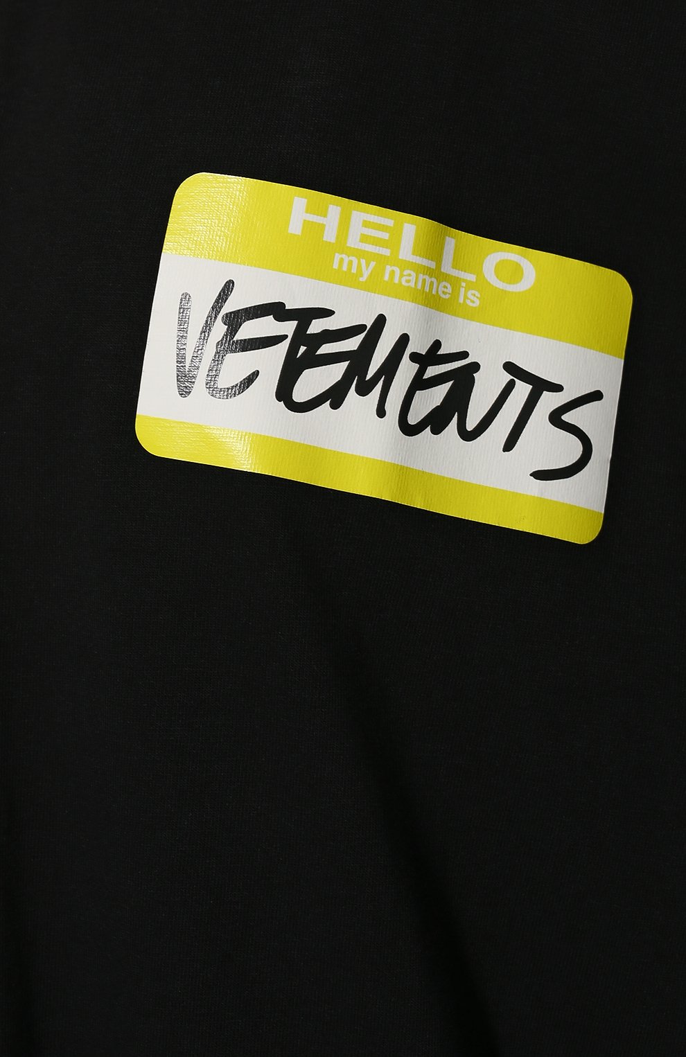 Хлопковая футболка VETEMENTS черного цвета по цене 34000 руб., арт. UA53TR170B 1602/W, фото 5 Хлопковая футболка VETEMENTS, арт. UA53TR170B 1602/W, фото 5