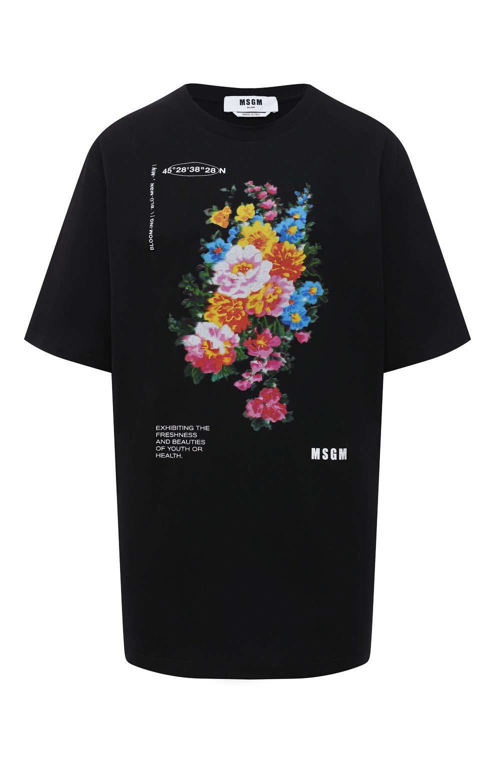 Хлопковая футболка MSGM черного цвета по цене 15600 руб., арт. 3041MDM161 217298, фото 1 Хлопковая футболка MSGM, арт. 3041MDM161 217298, фото 1