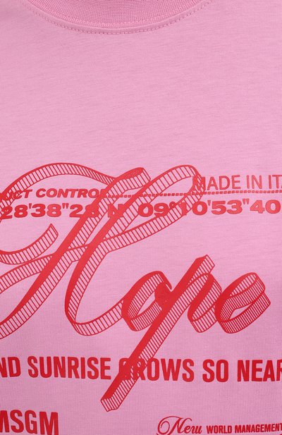 Хлопковая футболка MSGM розового цвета по цене 12400 руб., арт. 3141MDM168 217798, фото 5 Хлопковая футболка MSGM, арт. 3141MDM168 217798, фото 5