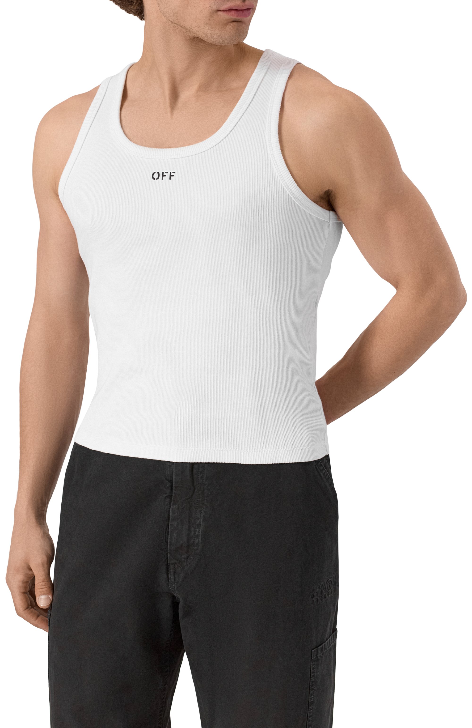 Хлопковая майка OFF-WHITE, арт. 0MUY006C99JER001, фото 3