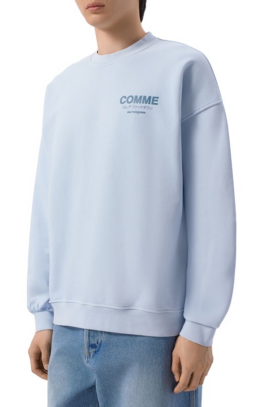 Хлопковый свитшот Comme des Fuckdown CFABM01920 Голубой  CFABM01920 Фото 3