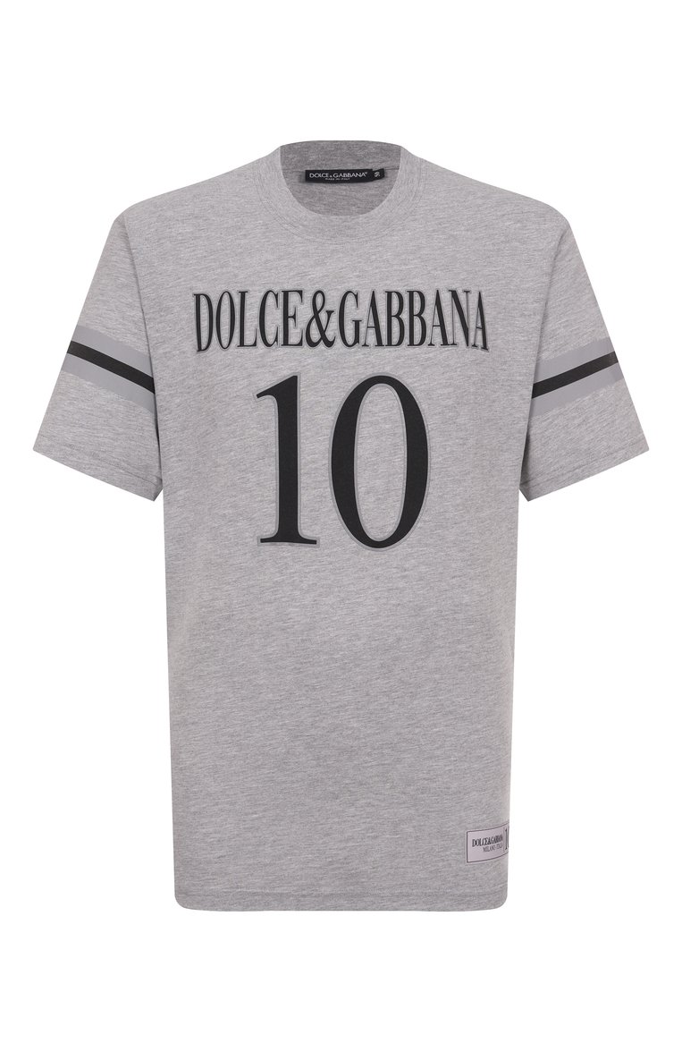 Мужская футболка DOLCE & GABBANA светло-серого цвета, арт. G8SH7T/G7020 | Фото 1 (Длина (для топов): Стандартные; Материал внешний: Синтетический материал, Хлопок; Рукава: Короткие; Стили: Кэжуэл; Мужское Кросс-КТ: Футболка-одежда; Принт: С принтом; Размерность: Идёт в размер; Автоматизация состава: Проставлено; Автоматизация ТО: Проставлено)