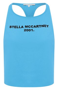 Женский хлопковый топ STELLA MCCARTNEY голубого цвета, арт. S7D431900 | Фото 1 (Материал сплава: Проставлено; Материал внешний: Хлопок; Стили: Спорт-шик; Драгоценные камни: Проставлено; Длина (для топов): Укороченные)