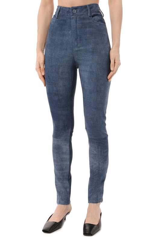 Замшевые брюки DROMe Голубой, фото 3