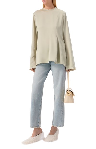 Атласный топ JIL SANDER светло-зеленого цвета по цене 184000 руб., арт. J02NC0271/J76018, фото 2 Атласный топ JIL SANDER, арт. J02NC0271/J76018, фото 2