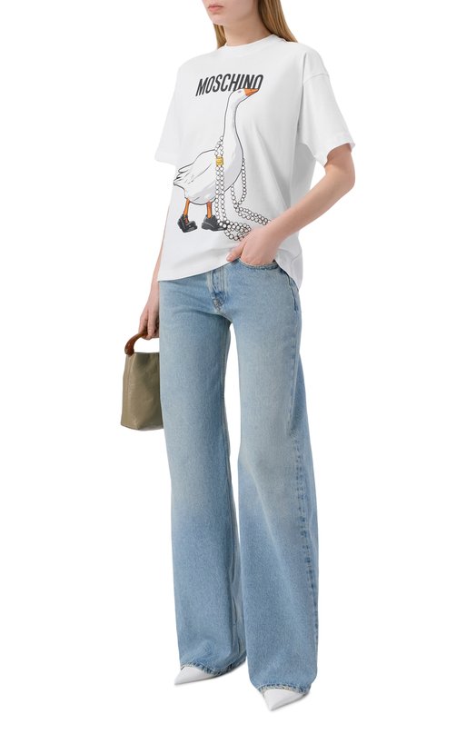 Хлопковая футболка Moschino V0703/0541 Белый  V0703/0541 Фото 2